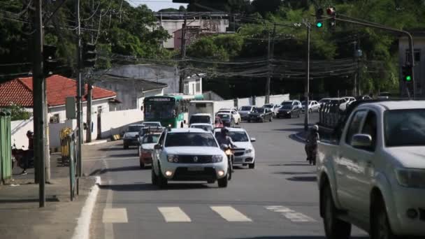 Salvador Bahia Brasil Junho 2021 Circulação Veículos Trânsito Cidade Salvador — Vídeo de Stock