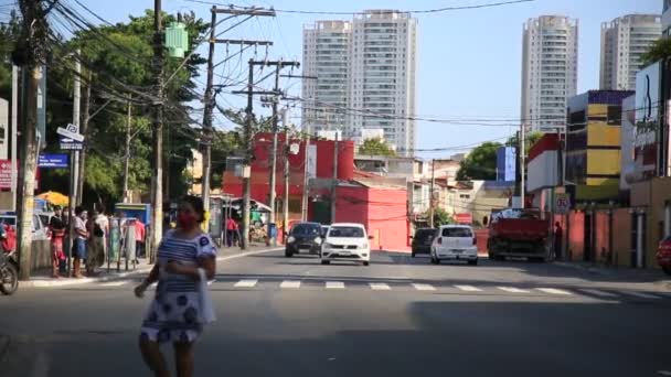 Salvador Bahia Brazil 2021 Június Járművek Mozgása Utcai Forgalomban Salvador — Stock videók