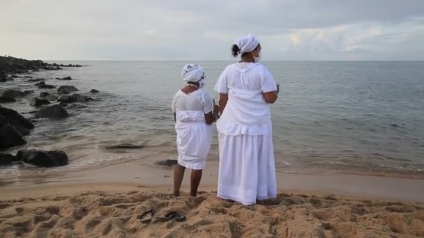 Salvador Bahia Brazilský Únor 2021 Následovníci Candomble Náboženství Účastní Rituálu — Stock video