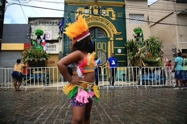 Salvador Bahia Brazílie Červenec 2021 Obyvatelstvo Pozoruje Caboclo Cabocla Symboly — Stock fotografie