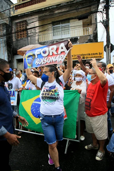 Salvador Bahia Brasile Luglio 2021 Manifestanti Protestano Contro Governo Del — Foto Stock