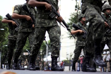 salvador, bahia, brazil - september 7, 2014: Brazilian Army soldiers are seen during military parade in celebration of Brazil's independence in the city of Salvador. *** Local Caption *** . clipart