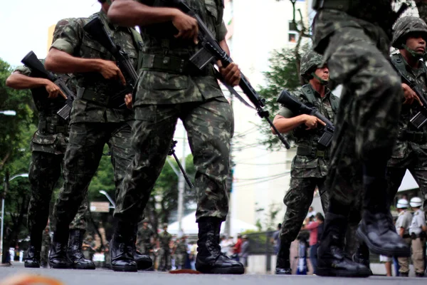 Salvador Bahia Brazil September 2014 Brazilian Army Soldiers Seen Military — Stock Photo, Image