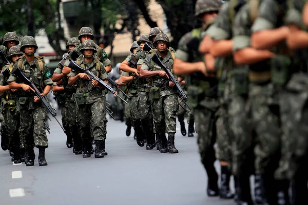 Salvador Bahia Brazil September 2014 Brazilian Army Soldiers Seen Military — Stok Foto