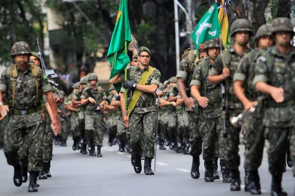 Salvador Bahia Brazil September 2014 Бразильські Армійські Солдати Можна Побачити — стокове фото