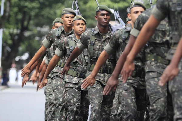 Salvador Bahia Brasil Septiembre 2014 Soldados Del Ejército Brasileño Son —  Fotos de Stock