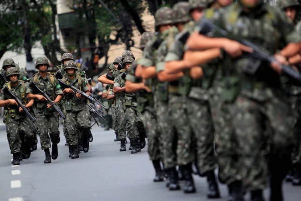 Salvador Bahia Brazil September 2014 Brazilian Army Soldiers Seen Military — Stock Photo, Image