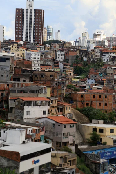 Salvador Bahia Brazil 2019年4月17日 萨尔瓦多市Federacao街区贫民区的住宅景观 地方字幕 — 图库照片