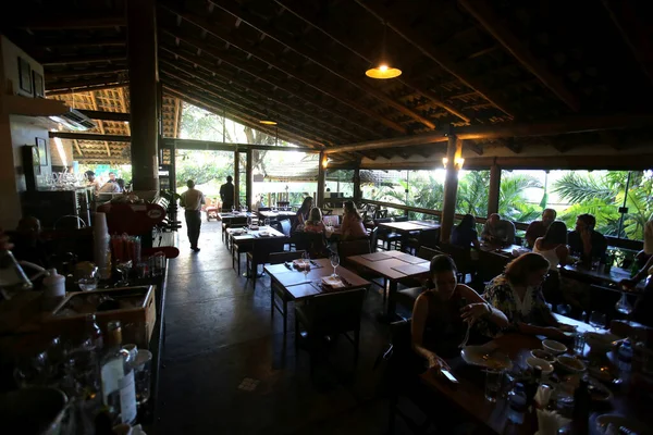Salvador Bahia Braziliaans December 2016 Uitzicht Buitentafels Van Een Restaurant — Stockfoto
