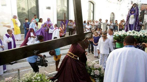 Salvador Bahia Brazilština Dubna 2017 Náboženský Průvod Cestou Ježíše Při — Stock fotografie