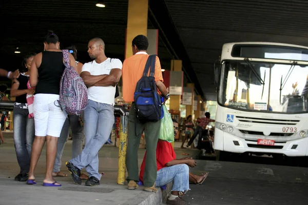 Salvador Bahia Brazil May 2014 People Seen Waiting Public Transport — Stock Photo, Image