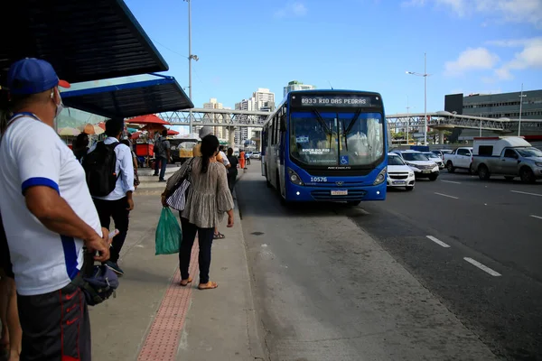 Salvador Bahia Brazil July 2021 Passengers Seen Waiting Public Transport — Stock Photo, Image