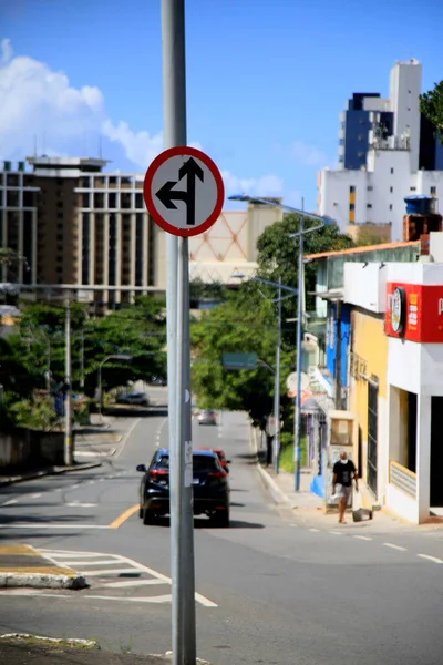 Salvador Bahia Brazil 2021 Július Közlekedési Tábla Ami Azt Jelzi — Stock Fotó