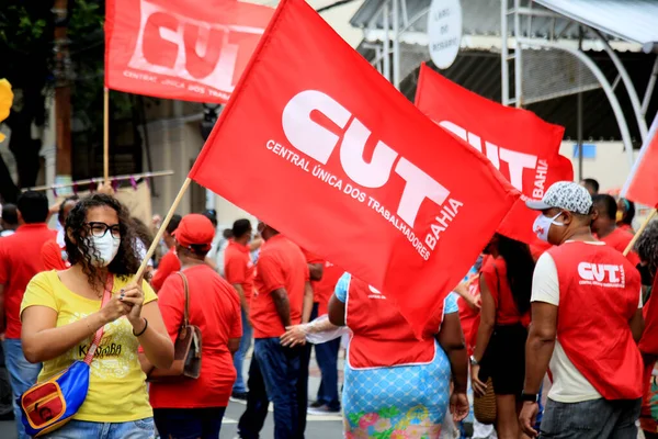 Salvador Bahia Brasil Julio 2018 Manifestantes Protestan Contra Gobierno Del —  Fotos de Stock
