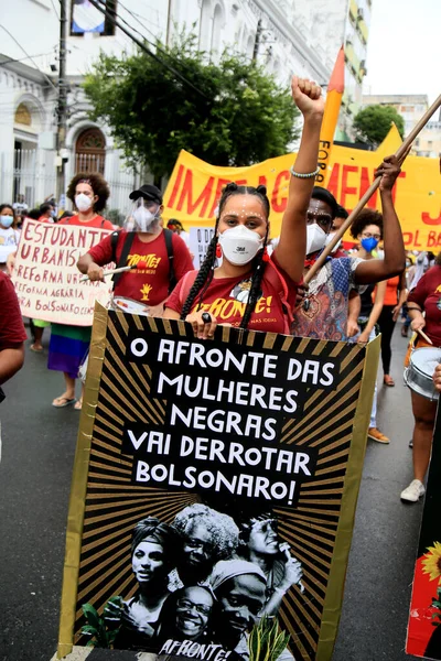 Salvador Bahia Brasile Luglio 2018 Manifestanti Protestano Contro Governo Del — Foto Stock