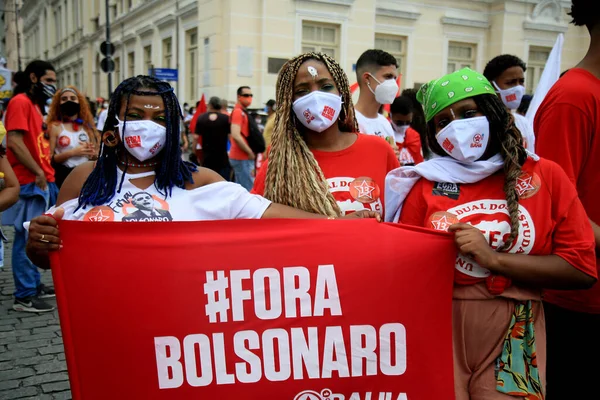 Salvador Bahia Brasile Luglio 2018 Manifestanti Protestano Contro Governo Del — Foto Stock