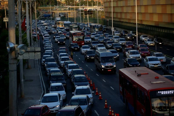 Salvador Bahia Brazil December 2017 Movement Vehicles Congestion City Salvador — Stock Photo, Image