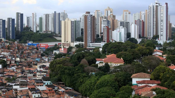 Salvador Bahia Brasil Agosto 2016 Vista Aérea Viviendas Zona Favela —  Fotos de Stock