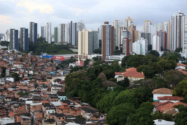 Salvador Bahia Brazil Augusztus 2016 Légi Kilátás Lakások Favela Területén — Stock Fotó