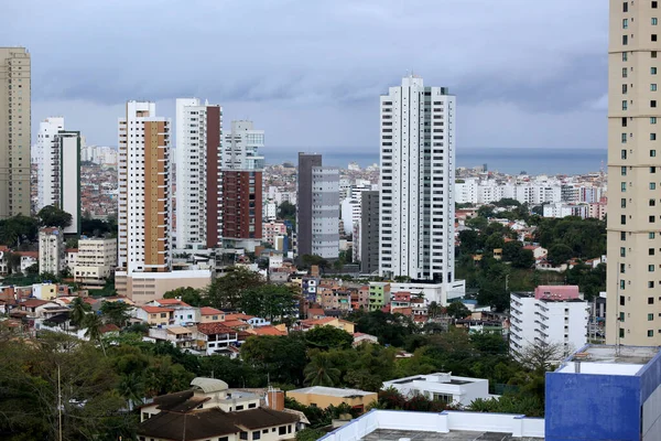 Salvador Bahia Brazil Augusztus 2016 Légi Kilátás Lakások Favela Területén — Stock Fotó