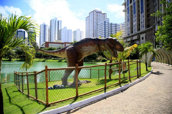 Salvador Bahia Brazil Juli 2021 Rex Dinosaurie Skulptur Ses Lagoa — Stockfoto