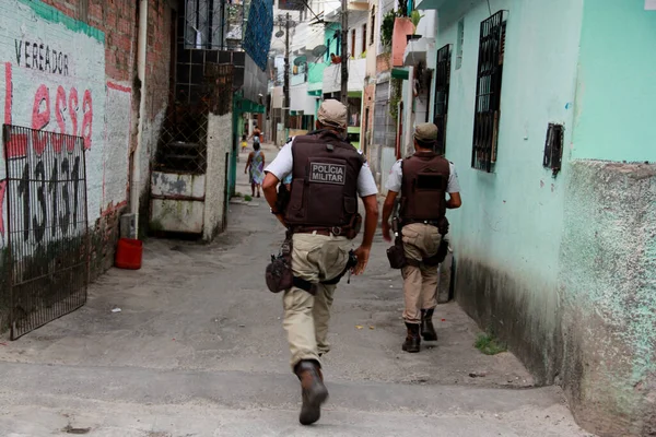 Salvador Bahia Brazílie Noovember 2012 Policejní Agenti Jsou Viděni Při — Stock fotografie