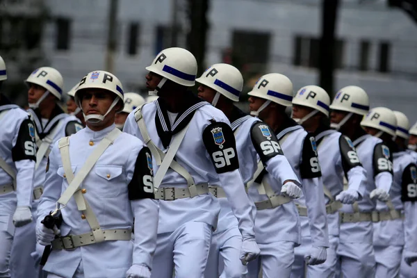 Isalvador Bahia Brazylia Wrzesień 2014 Brazylijski Personel Wojskowy Marynarki Wojennej — Zdjęcie stockowe