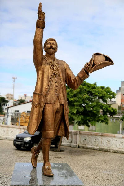Salvador Bahia Brasil Julho 2021 Estátua Poeta Gregorio Matos Vista — Fotografia de Stock