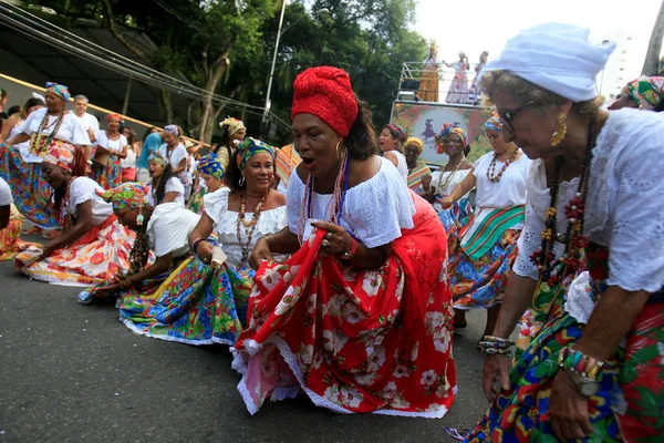 Salvador Bahia Brasil Fevereiro 2017 Mulheres Grupo Cultural Ganhadeiras Itapua — Fotografia de Stock