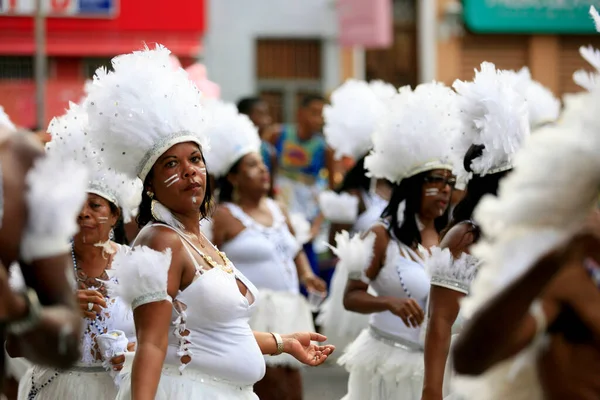 Salvador Bahia Brésil Février 2017 Des Membres Bloc Carnaval Commanches — Photo