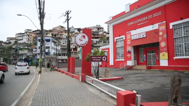 Salvador Bahia Brasil Agosto 2021 Vista Una Tienda Habib Cerca — Vídeos de Stock