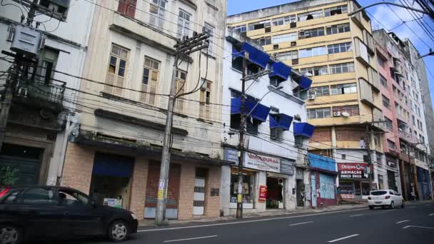 Salvador Bahia Braziliaans Augustus 2021 Zicht Oude Gebouwen Aan Carlos — Stockvideo