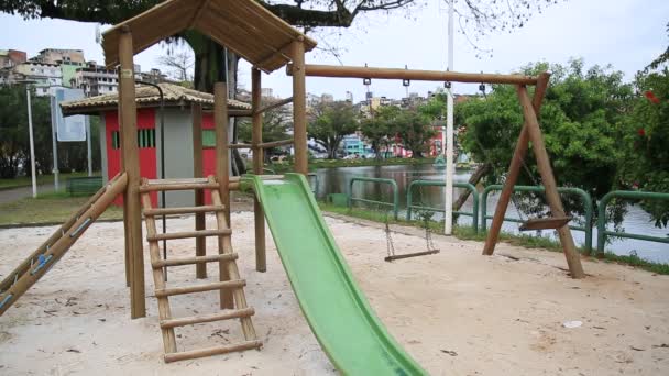 Salvador Bahia Brasil Agosto 2021 Parque Infantil Vazio Devido Isolamento — Vídeo de Stock