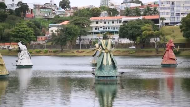 Salvador Bahia Brasil Agosto 2021 Escultura Orixa Entidade Candomble Vista — Vídeo de Stock