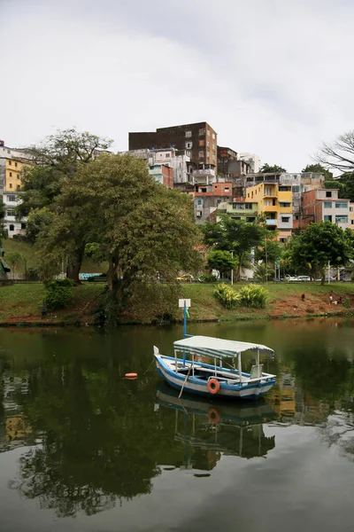 Salvador Bahia Brasil Agosto 2021 Barco Remo Visto Lago Dique — Fotografia de Stock