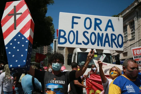 Salvador Bahia Brasile Settembre 2021 Manifestanti Contro Governo Del Presidente — Foto Stock