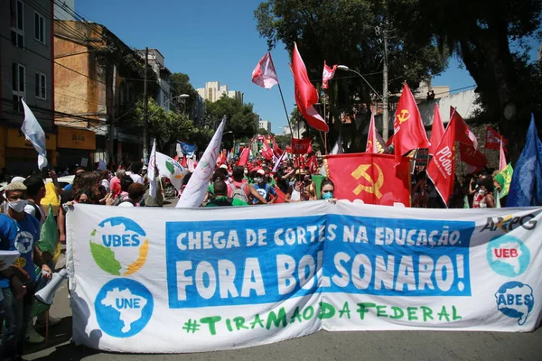 Salvador Bahia Brasil Setembro 2021 Protestantes Contra Governo Presidente Jair — Fotografia de Stock