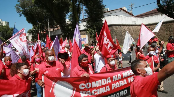 Salvador Bahia Brasil Setembro 2021 Protestantes Contra Governo Presidente Jair — Fotografia de Stock