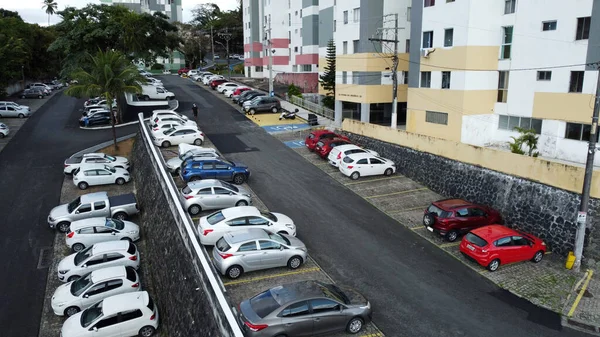 Salvador Bahia Brasil Setembro 2021 Vista Veículos Estacionados Estacionamento Condomínio — Fotografia de Stock