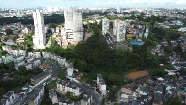 Salvador Bahia Brazilië September 2021 Vanuit Lucht Bekeken Populaire Favela — Stockvideo