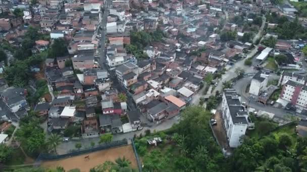 Salvador Bahia Brazil September 2021 Airview Popular Favela Houses Engomadeira — 비디오