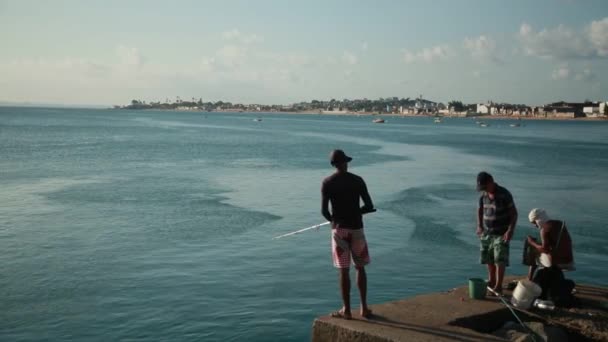 Salvador Bahia Brésil Septembre 2021 Les Pêcheurs Sont Vus Avec — Video
