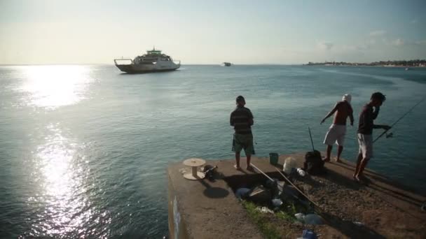 Salvador Bahia Brazílie Září 2021 Rybáři Jsou Vidět Rybářskými Pruty — Stock video