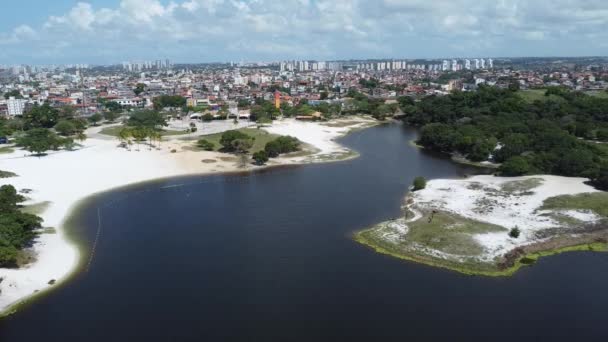 Salvador Bahia Brazílie Září 2021 Letecký Pohled Lagoa Abaete Sousedství — Stock video