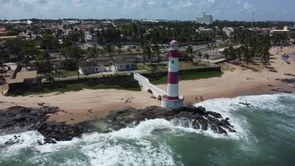 Salvador Bahia Brazil September 2021 Aerial View Itapua Lighthouse Salvador — Stock Video