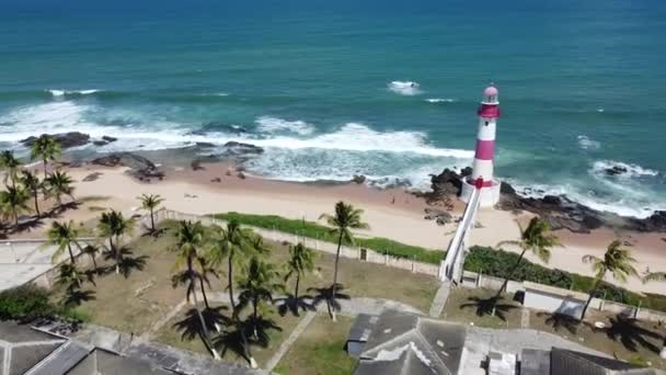 Salvador Bahia Brasil Septiembre 2021 Vista Aérea Del Faro Itapua — Vídeo de stock