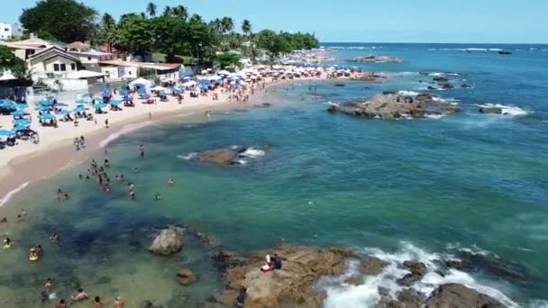 Salvador Bahia Brazilië September 2021 Mensen Worden Gezien Het Strand — Stockvideo