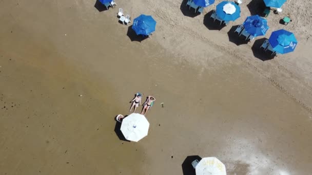 ブラジル バヒア州サルヴァドール2021年9月25日 サルバドール市のイタプアビーチの端に傘が見えます — ストック動画