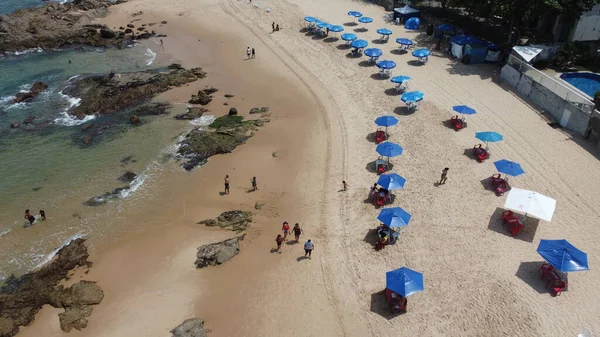 Salvador Bahia Brasil Setembro 2021 Guarda Chuvas São Vistos Orla — Fotografia de Stock