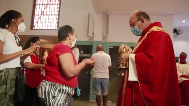 Salvador Bahia Brasile Settembre 2021 Devoti Dei Santi Cosme Damao — Video Stock